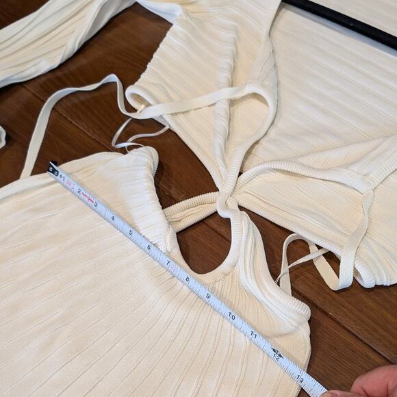 Cult Gaia Fergie Off White Cutout Ribbed-knit Midi Maxi Dress, size M - Picture 6 of 9